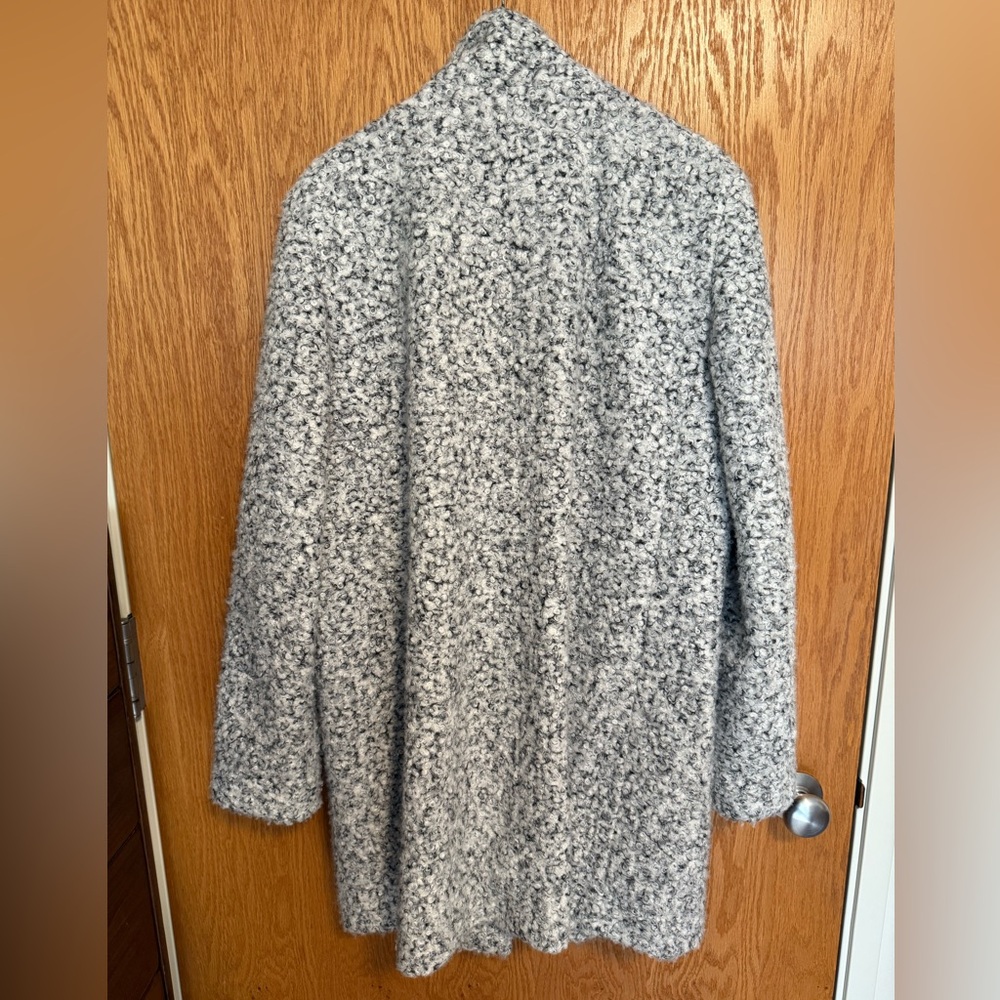 Loft Salt and Pepper Boucle Coat, Asymmetrical Zipper, Size L - Picture 4 of 8